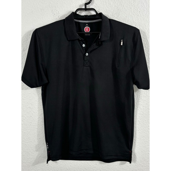 scottevest TEC Technology Enabled Clothing Black Short Sleeve Polo Shirt Large - Picture 1 of 9